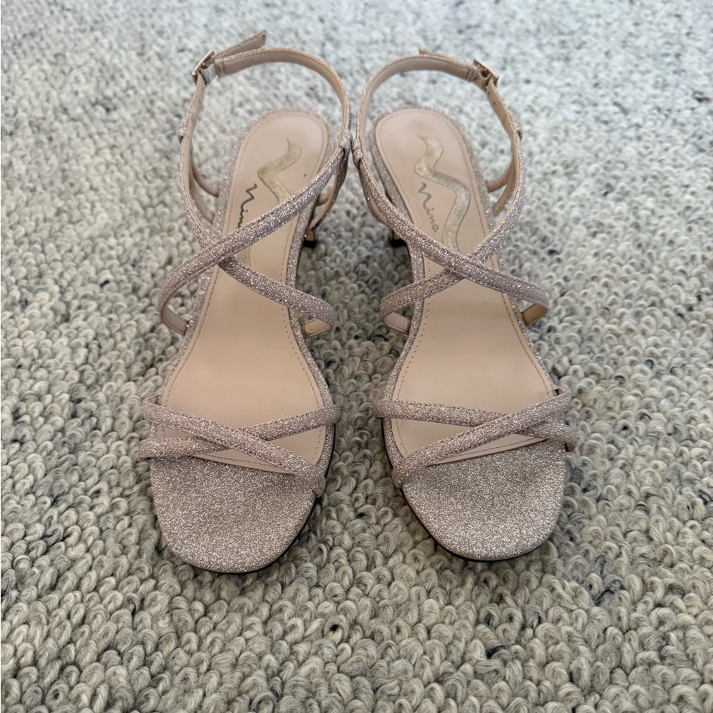 Nina Champagne Shimmer Kitten Heels